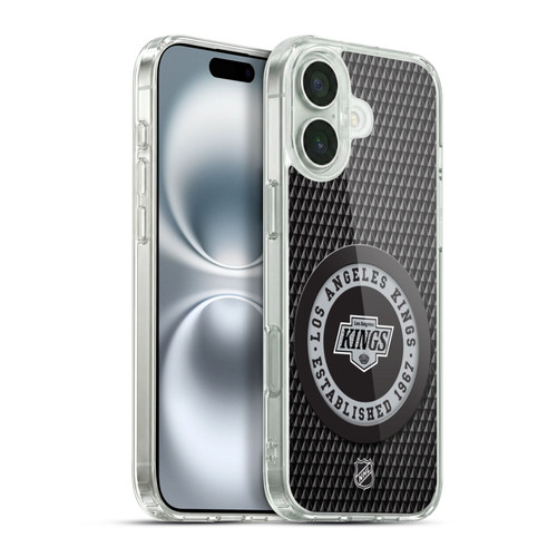 NHL Los Angeles Kings Puck Texture Soft Gel Case for Apple iPhone 16 Plus