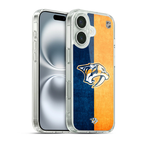 NHL Nashville Predators Half Distressed Soft Gel Case for Apple iPhone 16 & MagSafe