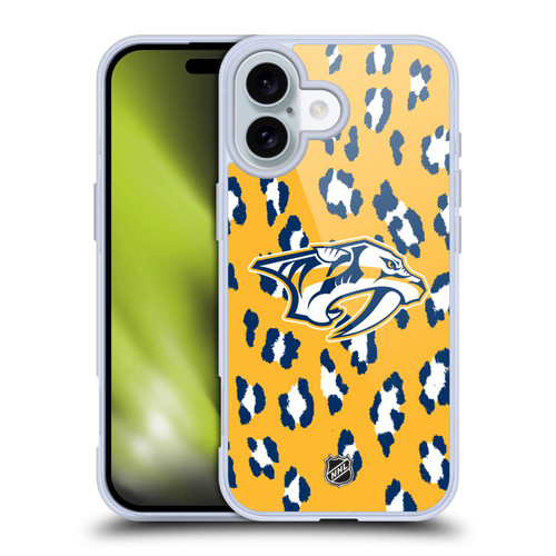 NHL Nashville Predators Leopard Pattern Soft Gel Case for Apple iPhone 16