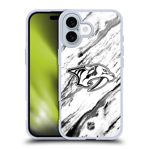 NHL Nashville Predators Marble Soft Gel Case for Apple iPhone 16