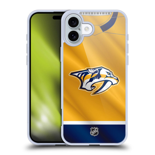 NHL Nashville Predators Jersey Soft Gel Case for Apple iPhone 16 Plus