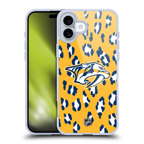 NHL Nashville Predators Leopard Pattern Soft Gel Case for Apple iPhone 16 Plus