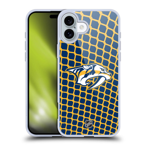 NHL Nashville Predators Net Pattern Soft Gel Case for Apple iPhone 16 Plus