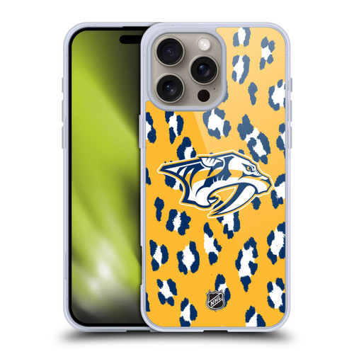 NHL Nashville Predators Leopard Pattern Soft Gel Case for Apple iPhone 16 Pro Max