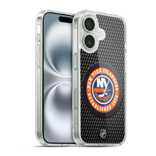 NHL New York Islanders Puck Texture Soft Gel Case for Apple iPhone 16