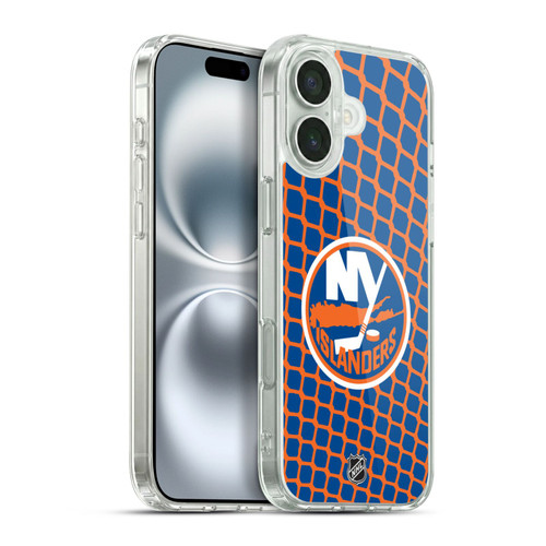 NHL New York Islanders Net Pattern Soft Gel Case for Apple iPhone 16 Plus
