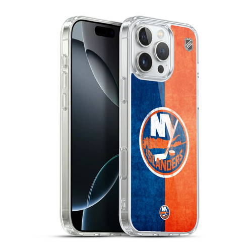 NHL New York Islanders Half Distressed Soft Gel Case for Apple iPhone 16 Pro Max