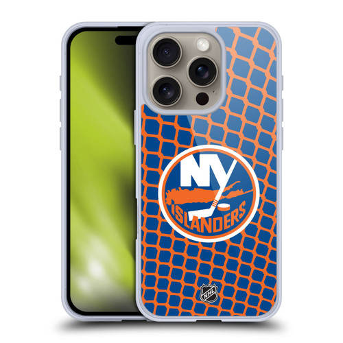 NHL New York Islanders Net Pattern Soft Gel Case for Apple iPhone 16 Pro