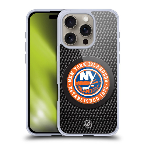 NHL New York Islanders Puck Texture Soft Gel Case for Apple iPhone 16 Pro