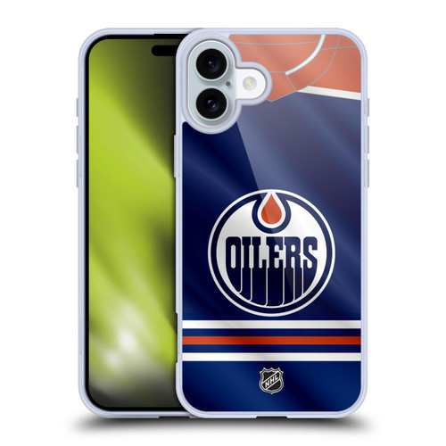 NHL Edmonton Oilers Jersey Soft Gel Case for Apple iPhone 16 Plus