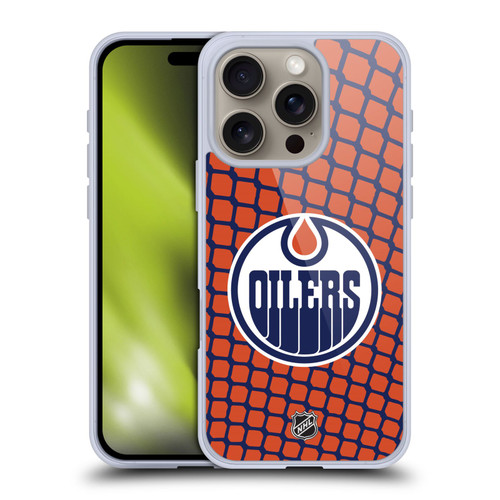 NHL Edmonton Oilers Net Pattern Soft Gel Case for Apple iPhone 16 Pro