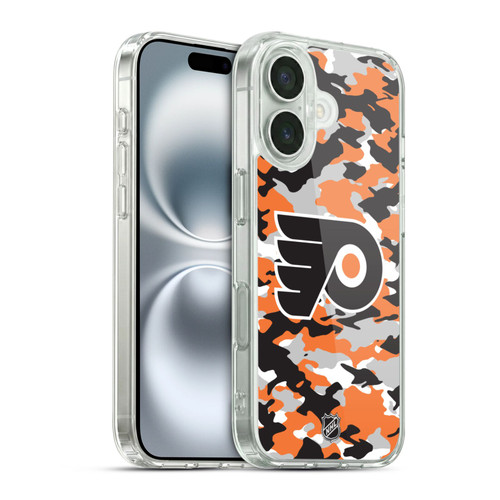 NHL Philadelphia Flyers Camouflage Soft Gel Case for Apple iPhone 16 & MagSafe