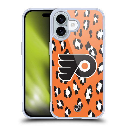 NHL Philadelphia Flyers Leopard Pattern Soft Gel Case for Apple iPhone 16