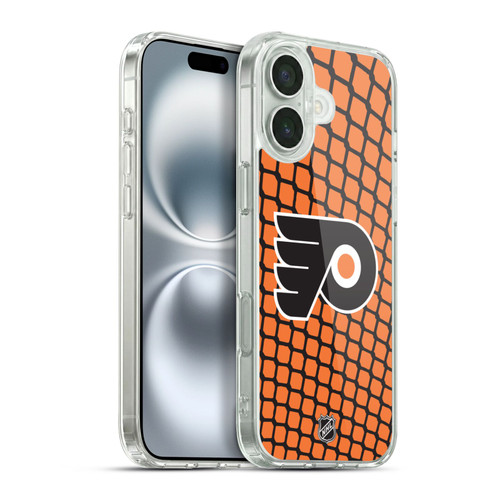 NHL Philadelphia Flyers Net Pattern Soft Gel Case for Apple iPhone 16 Plus & MagSafe
