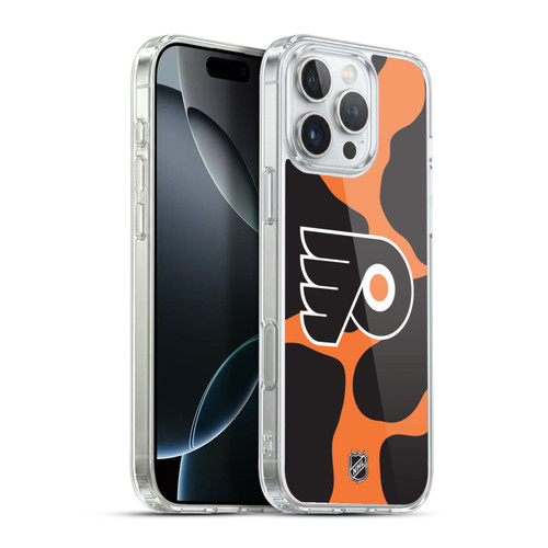 NHL Philadelphia Flyers Cow Pattern Soft Gel Case for Apple iPhone 16 Pro Max & MagSafe