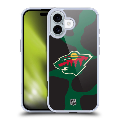 NHL Minnesota Wild Cow Pattern Soft Gel Case for Apple iPhone 16