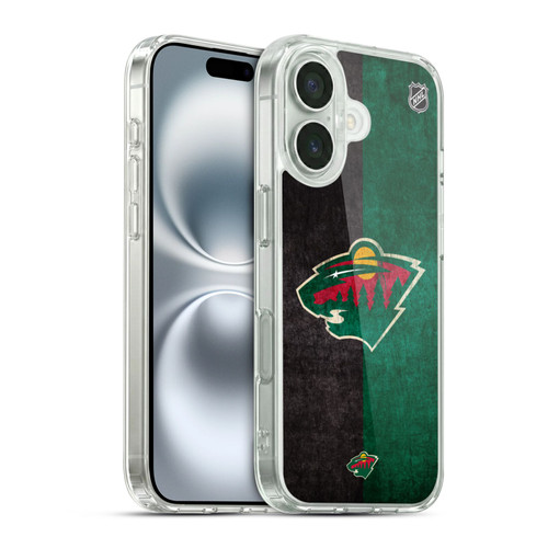 NHL Minnesota Wild Half Distressed Soft Gel Case for Apple iPhone 16