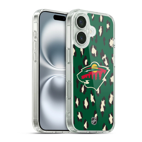 NHL Minnesota Wild Leopard Pattern Soft Gel Case for Apple iPhone 16