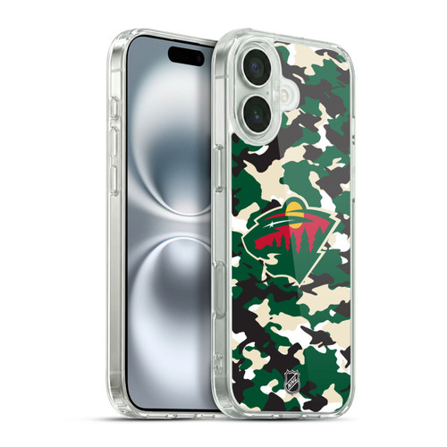 NHL Minnesota Wild Camouflage Soft Gel Case for Apple iPhone 16 Plus