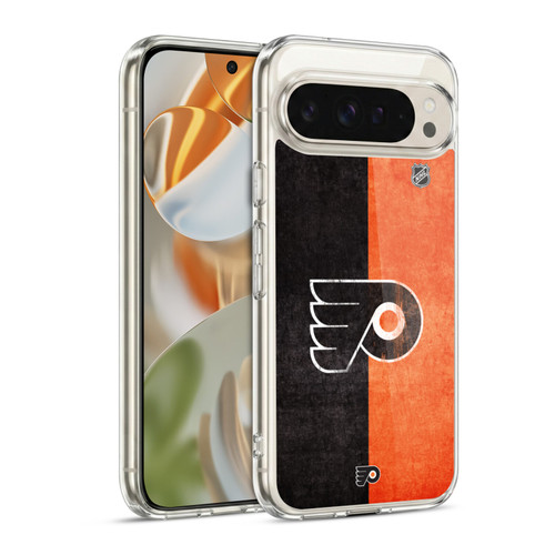 NHL Philadelphia Flyers Half Distressed Soft Gel Case for Google Pixel 9 / Pixel 9 Pro