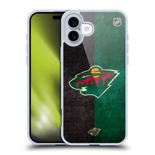NHL Minnesota Wild Half Distressed Soft Gel Case for Apple iPhone 16 Plus