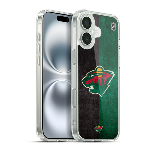 NHL Minnesota Wild Half Distressed Soft Gel Case for Apple iPhone 16 Plus