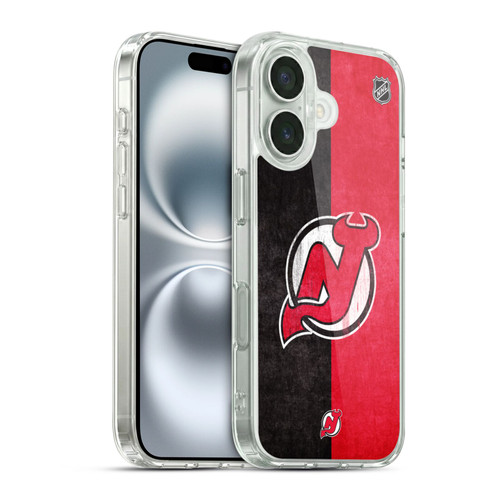 NHL New Jersey Devils Half Distressed Soft Gel Case for Apple iPhone 16