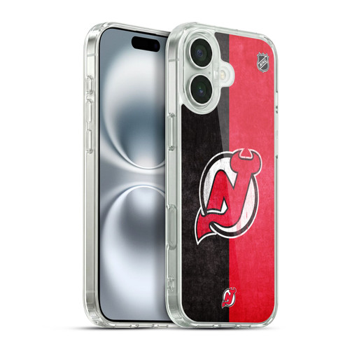 NHL New Jersey Devils Half Distressed Soft Gel Case for Apple iPhone 16 Plus