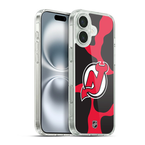 NHL New Jersey Devils Cow Pattern Soft Gel Case for Apple iPhone 16 Plus