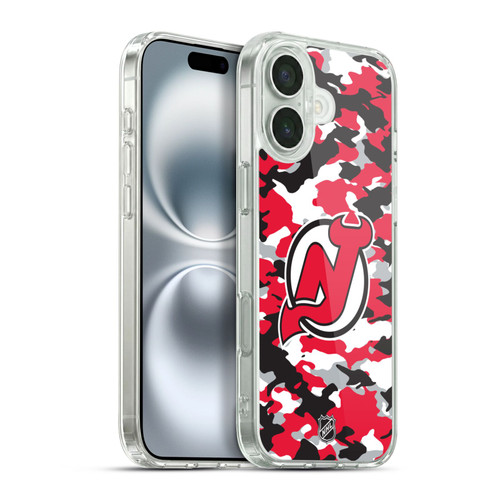 NHL New Jersey Devils Camouflage Soft Gel Case for Apple iPhone 16 Plus