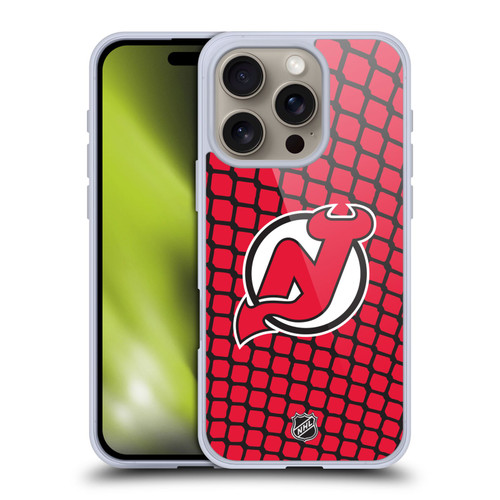 NHL New Jersey Devils Net Pattern Soft Gel Case for Apple iPhone 16 Pro