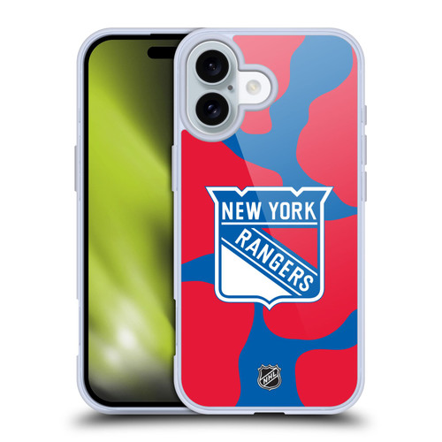 NHL New York Rangers Cow Pattern Soft Gel Case for Apple iPhone 16 & MagSafe