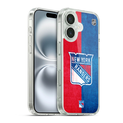 NHL New York Rangers Half Distressed Soft Gel Case for Apple iPhone 16 & MagSafe