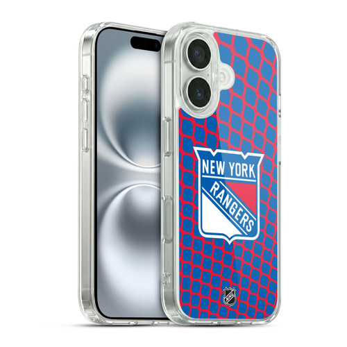 NHL New York Rangers Net Pattern Soft Gel Case for Apple iPhone 16 & MagSafe