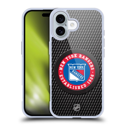 NHL New York Rangers Puck Texture Soft Gel Case for Apple iPhone 16 & MagSafe