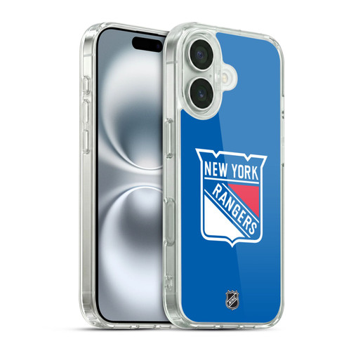NHL New York Rangers Plain Soft Gel Case for Apple iPhone 16 & MagSafe