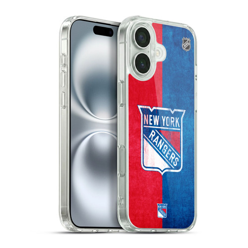 NHL New York Rangers Half Distressed Soft Gel Case for Apple iPhone 16 Plus & MagSafe