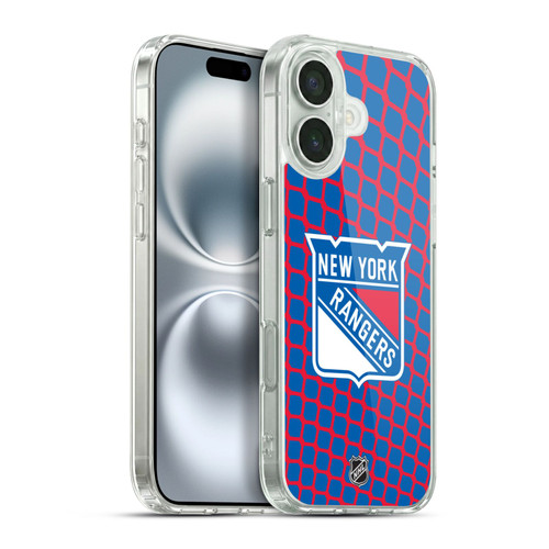 NHL New York Rangers Net Pattern Soft Gel Case for Apple iPhone 16 Plus & MagSafe