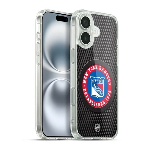 NHL New York Rangers Puck Texture Soft Gel Case for Apple iPhone 16 Plus & MagSafe