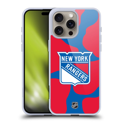 NHL New York Rangers Cow Pattern Soft Gel Case for Apple iPhone 16 Pro Max