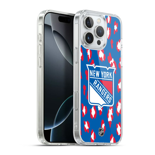 NHL New York Rangers Leopard Pattern Soft Gel Case for Apple iPhone 16 Pro Max & MagSafe