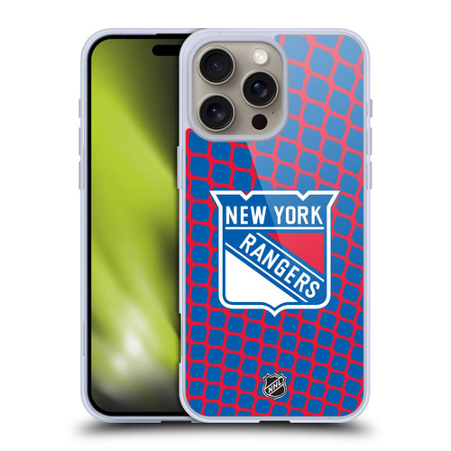 NHL New York Rangers Net Pattern Soft Gel Case for Apple iPhone 16 Pro Max