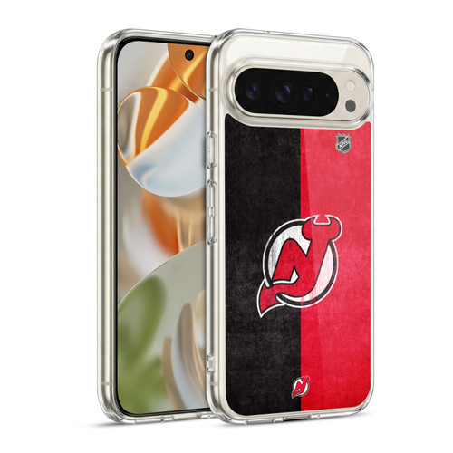 NHL New Jersey Devils Half Distressed Soft Gel Case for Google Pixel 9 / Pixel 9 Pro