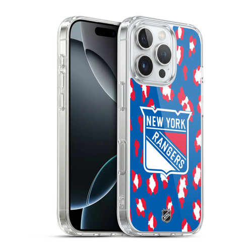 NHL New York Rangers Leopard Pattern Soft Gel Case for Apple iPhone 16 Pro & MagSafe