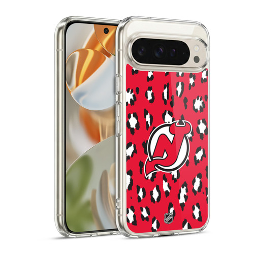 NHL New Jersey Devils Leopard Pattern Soft Gel Case for Google Pixel 9 / Pixel 9 Pro