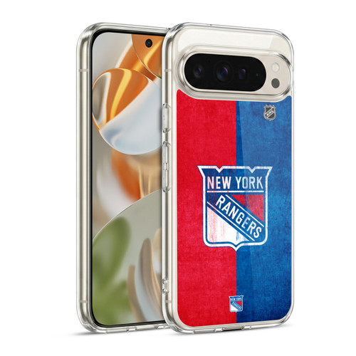 NHL New York Rangers Half Distressed Soft Gel Case for Google Pixel 9 / Pixel 9 Pro