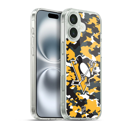 NHL Pittsburgh Penguins Camouflage Soft Gel Case for Apple iPhone 16 Plus & MagSafe