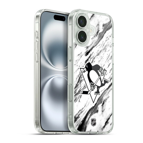 NHL Pittsburgh Penguins Marble Soft Gel Case for Apple iPhone 16 Plus & MagSafe