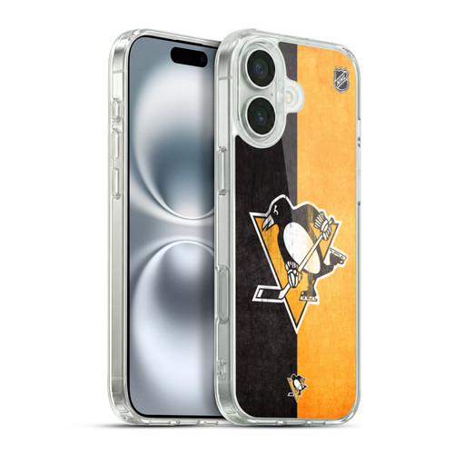 NHL Pittsburgh Penguins Half Distressed Soft Gel Case for Apple iPhone 16 Plus & MagSafe