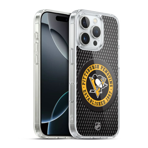 NHL Pittsburgh Penguins Puck Texture Soft Gel Case for Apple iPhone 16 Pro & MagSafe